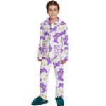 Purple Owl Pattern Background Kids  Long Sleeve Velvet Pajamas Set