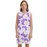 Purple Owl Pattern Background Kids  Basketball Mesh Set