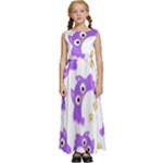 Purple Owl Pattern Background Kids  Satin Sleeveless Maxi Dress