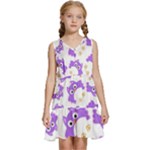 Purple Owl Pattern Background Kids  Sleeveless Tiered Mini Dress