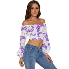 Long Sleeve Crinkled Weave Crop Top 