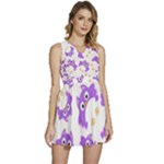 Purple Owl Pattern Background Sleeveless High Waist Mini Dress