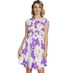 Purple Owl Pattern Background Cap Sleeve High Waist Dress