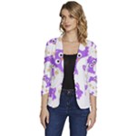 Purple Owl Pattern Background Women s One-Button 3/4 Sleeve Short Jacket