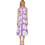 Purple Owl Pattern Background V-Neck Drawstring Shoulder Sleeveless Maxi Dress