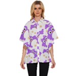 Purple Owl Pattern Background Women s Batwing Button Up Shirt