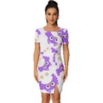 Purple Owl Pattern Background Fitted Knot Split End Bodycon Dress