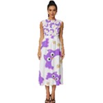 Purple Owl Pattern Background Sleeveless Round Neck Midi Dress