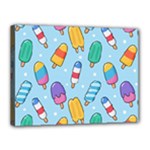 Cute Kawaii Ice Cream Seamless Pattern Canvas 16  x 12  (Stretched)