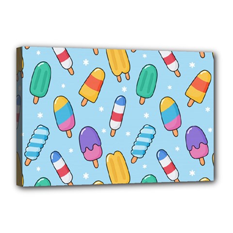 Cute Kawaii Ice Cream Seamless Pattern Canvas 18  x 12  (Stretched) from ArtsNow.com