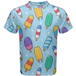 Cute Kawaii Ice Cream Seamless Pattern Men s Cotton T-Shirt