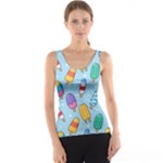 Cute Kawaii Ice Cream Seamless Pattern Women s Basic Tank Top