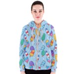 Cute Kawaii Ice Cream Seamless Pattern Women s Zipper Hoodie