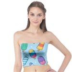 Cute Kawaii Ice Cream Seamless Pattern Tube Top