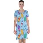 Cute Kawaii Ice Cream Seamless Pattern Short Sleeve Nightdress