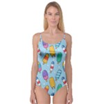Cute Kawaii Ice Cream Seamless Pattern Camisole Leotard 