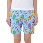Cute Kawaii Ice Cream Seamless Pattern Women s Basketball Shorts