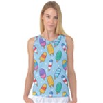 Cute Kawaii Ice Cream Seamless Pattern Women s Basketball Tank Top