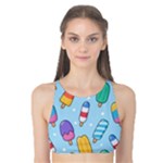 Cute Kawaii Ice Cream Seamless Pattern Tank Bikini Top