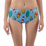 Cute Kawaii Ice Cream Seamless Pattern Reversible Mid-Waist Bikini Bottoms