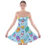 Cute Kawaii Ice Cream Seamless Pattern Strapless Bra Top Dress