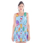 Cute Kawaii Ice Cream Seamless Pattern Scoop Neck Skater Dress