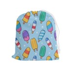 Cute Kawaii Ice Cream Seamless Pattern Drawstring Pouch (XL)