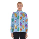 Cute Kawaii Ice Cream Seamless Pattern Women s Bomber Jacket