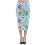 Cute Kawaii Ice Cream Seamless Pattern Midi Pencil Skirt