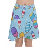 Cute Kawaii Ice Cream Seamless Pattern Chiffon Wrap Front Skirt
