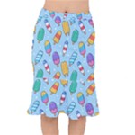 Cute Kawaii Ice Cream Seamless Pattern Short Mermaid Skirt