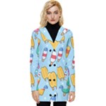 Cute Kawaii Ice Cream Seamless Pattern Button Up Hooded Coat 