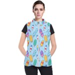 Cute Kawaii Ice Cream Seamless Pattern Women s Puffer Vest