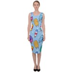 Cute Kawaii Ice Cream Seamless Pattern Sleeveless Pencil Dress