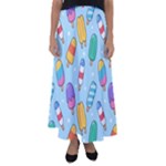 Cute Kawaii Ice Cream Seamless Pattern Flared Maxi Skirt