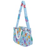Cute Kawaii Ice Cream Seamless Pattern Rope Handles Shoulder Strap Bag