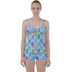 Cute Kawaii Ice Cream Seamless Pattern Tie Front Two Piece Tankini