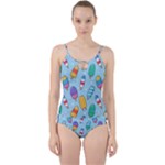 Cute Kawaii Ice Cream Seamless Pattern Cut Out Top Tankini Set