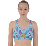 Cute Kawaii Ice Cream Seamless Pattern Back Weave Sports Bra