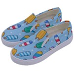 Cute Kawaii Ice Cream Seamless Pattern Kids  Canvas Slip Ons