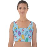 Cute Kawaii Ice Cream Seamless Pattern Velvet Crop Top