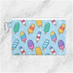 Cute Kawaii Ice Cream Seamless Pattern Canvas Cosmetic Bag (Large)