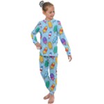 Cute Kawaii Ice Cream Seamless Pattern Kids  Long Sleeve Set 