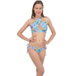 Cute Kawaii Ice Cream Seamless Pattern Cross Front Halter Bikini Set