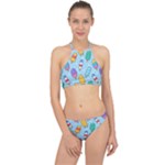 Cute Kawaii Ice Cream Seamless Pattern Halter Bikini Set