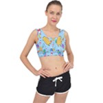 Cute Kawaii Ice Cream Seamless Pattern V-Back Sports Bra