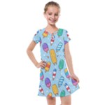 Cute Kawaii Ice Cream Seamless Pattern Kids  Cross Web Dress