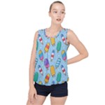 Cute Kawaii Ice Cream Seamless Pattern Bubble Hem Chiffon Tank Top