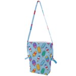 Cute Kawaii Ice Cream Seamless Pattern Folding Shoulder Bag