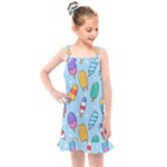 Cute Kawaii Ice Cream Seamless Pattern Kids  Overall Dress